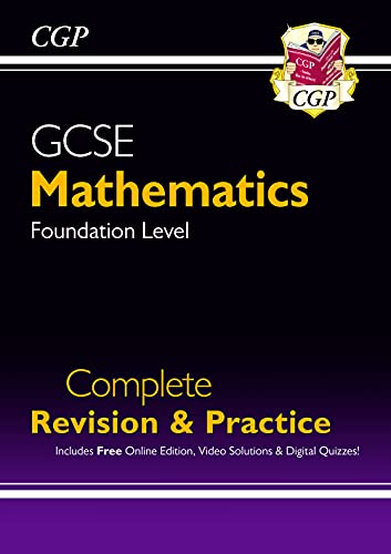 Black GCSE Maths Foundation Level revision guide with gold and purple text.