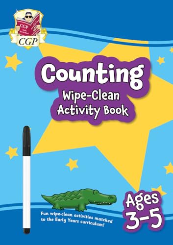 Colorful counting activity book with wipe-clean pages and a black marker.