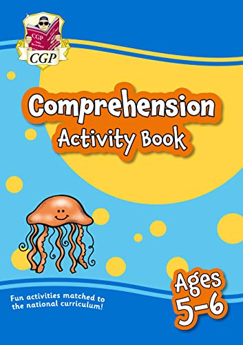Bright blue and yellow comprehension activity book cover with a jellyfish.