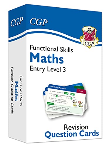 Blue box of Functional Skills Maths revision question cards, Entry Level 3.