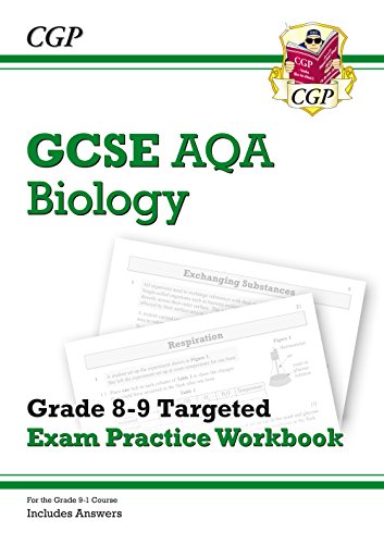 GCSE Biology AQA exam practice workbook, green cover, includes answers.
