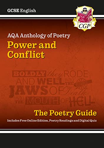 GCSE English poetry guide cover with red and brown tones, text overlay.