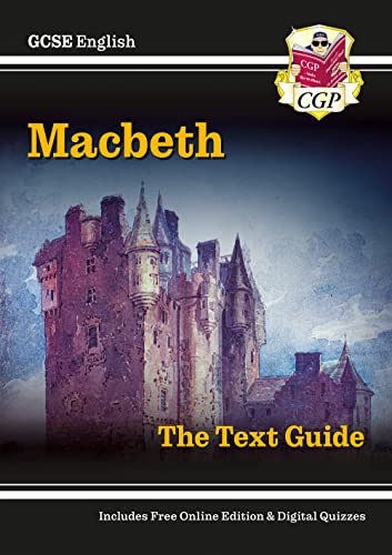 CGP GCSE English Macbeth text guide book cover featuring an illustration of a castle.
