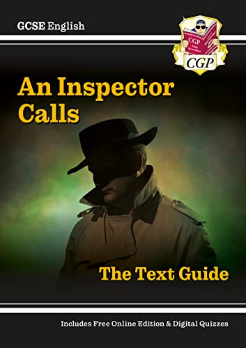 GCSE English text guide cover for "An Inspector Calls" featuring a shadowy figure.