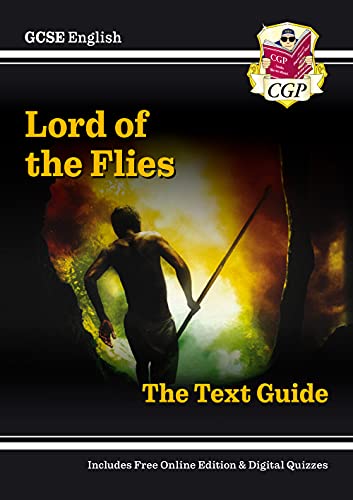 GCSE English text guide cover for “Lord of the Flies” with a boy and spear.