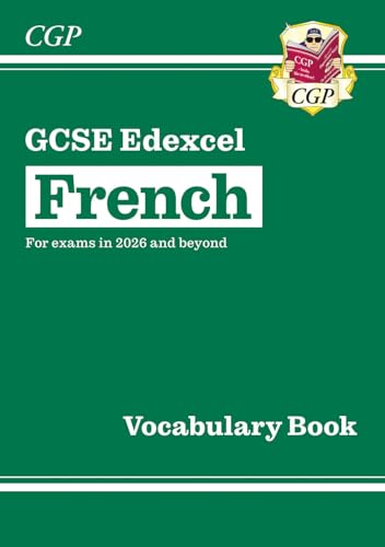Green cover of GCSE French vocabulary book, Edexcel, 2026 exams.