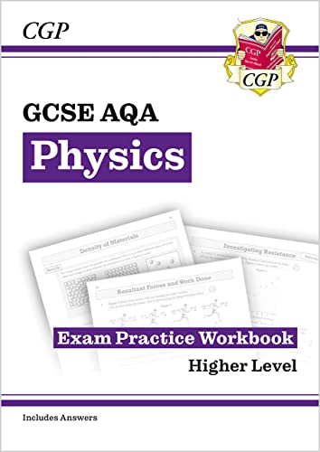 GCSE Physics AQA revision workbook, purple and white cover, with practice pages.