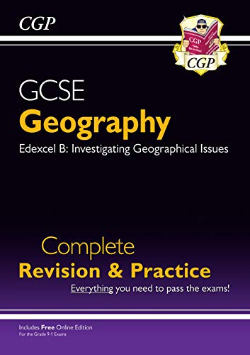 A geography revision guide with a black and purple cover, featuring the "CGP" logo prominently.