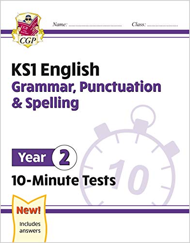 CGP Year 2 KS1 English Grammar, Punctuation and Spelling 10-Minute Tests workbook cover.