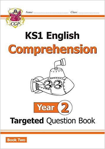 Colourful book cover with English comprehension exercises for year 2 primary school students inside.