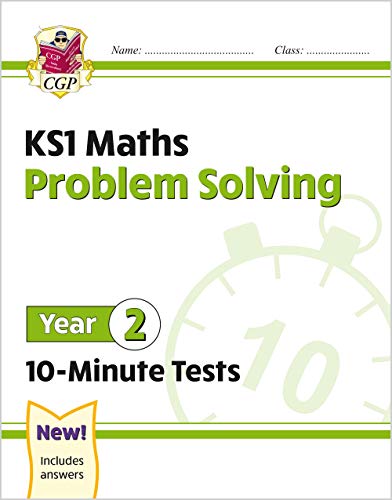 KS1 Maths problem solving test book for Year 2 students, green cover.