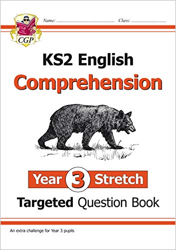 CGP KS2 English Comprehension Year 3 Stretch workbook cover with a black bear illustration.