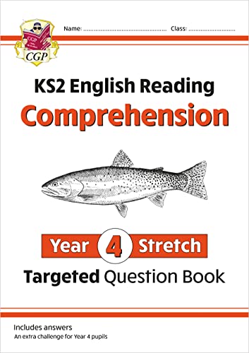 CGP Year 4 English Reading Comprehension Stretch question book cover with a fish illustration.