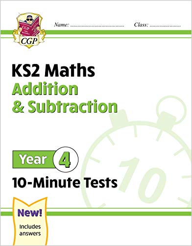 KS2 Maths Year 4 test book cover, green and white with a clock.