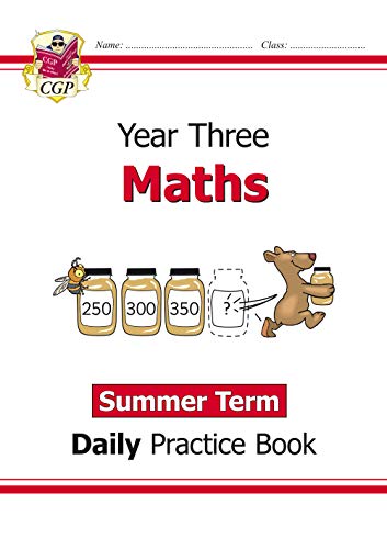CGP Year Three Maths Summer Term daily practice book cover with a bear illustration.