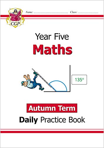 CGP Year Five Maths Daily Practice Book for Autumn Term with a geometry illustration.