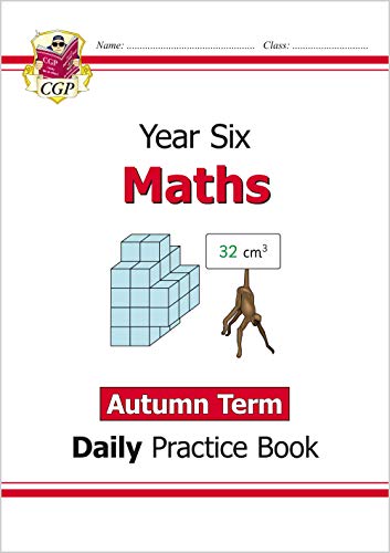 Year 6 maths practice book cover with cubes and a monkey.