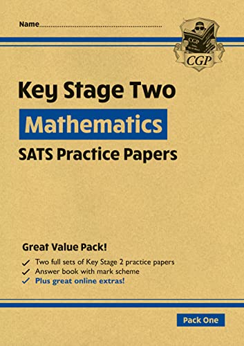 CGP Key Stage Two Mathematics SATS Practice Papers pack one cover on tan background.