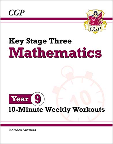 KS3 Maths Year 9 workout book cover with a clock illustration.