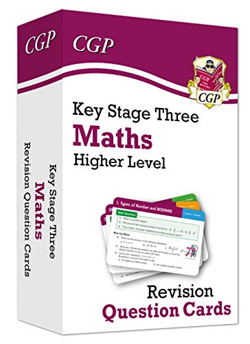 Purple KS3 Maths Higher Level revision question cards with example cards.