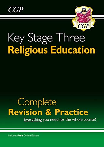 Green and gold KS3 Religious Education revision and practice textbook.