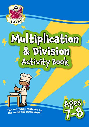 Colorful book cover with “Multiplication & Division” title and cartoon chef.