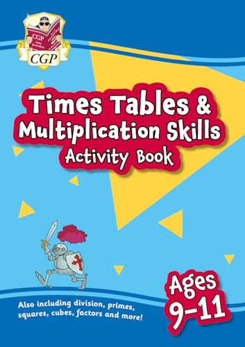 Colorful activity book cover with knight illustration, for ages 9-11.