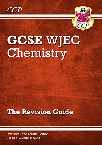 Red GCSE Chemistry revision guide with crest and white text.