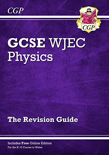Purple GCSE Physics revision guide with "WJEC" and CGP logo.