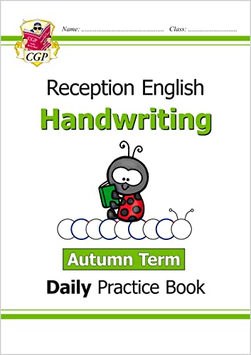 CGP Reception Handwriting Autumn Term daily practice workbook cover with a ladybird illustration.
