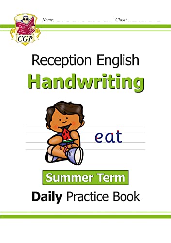 CGP Reception Handwriting Summer Term daily practice book cover with a cartoon child eating.