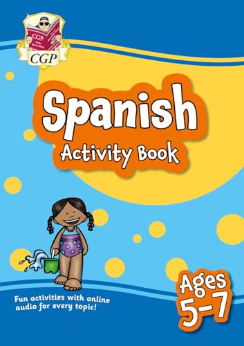 Colorful Spanish activity book cover with a girl and beach scene.