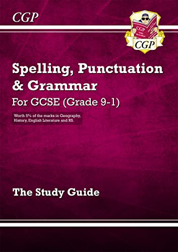 Purple GCSE study guide cover with white text: "Spelling, Punctuation & Grammar".