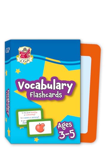 Vocabulary flashcards box with an apple card and age range 3-5.