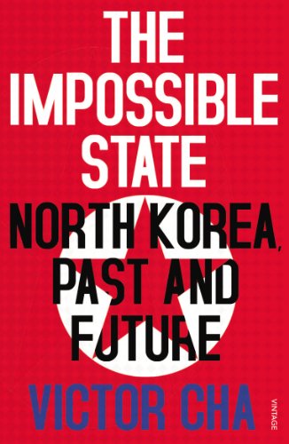 Red book cover with white text: “The Impossible State: North Korea, Past and Future.”