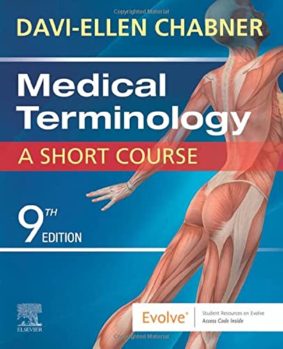 Textbook cover for "Medical Terminology" showing human anatomy illustration.