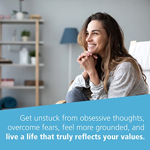 A smiling woman sits in a room with text overlaid on a blue background.