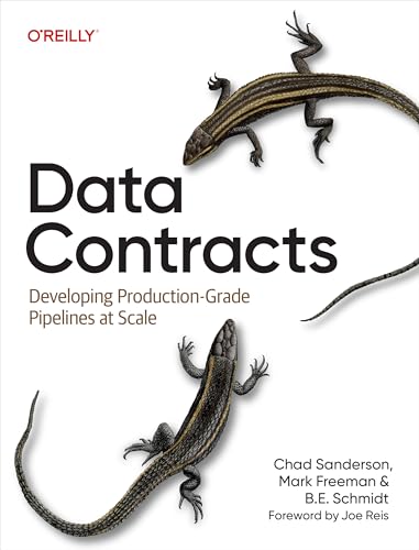 Book cover: "Data Contracts" with images of two lizards.