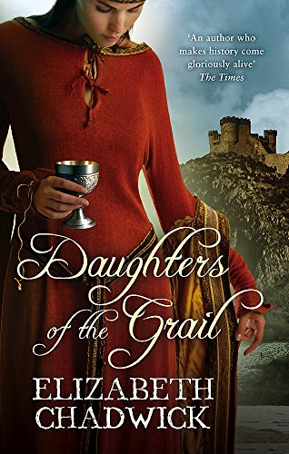 Book cover: woman in red dress holding a chalice, castle backdrop.
