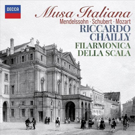 CD cover: “Musa Italiana” by Chailly/Filarmonica, featuring La Scala opera house.