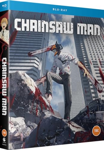 Blu-ray cover of Chainsaw Man featuring a character with chainsaws for arms and head.