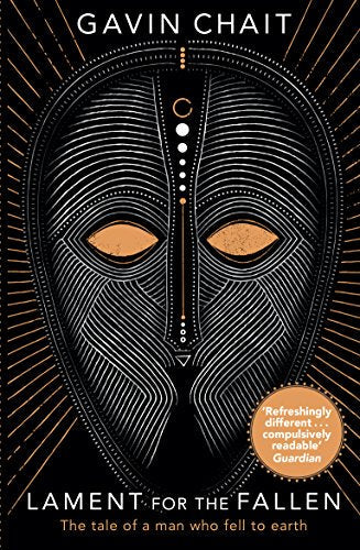 Book cover featuring an intricate tribal mask illustration with gold accents on black background.