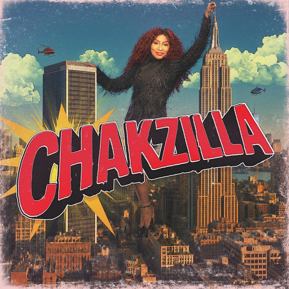 Chaka Khan as a giant monster atop the Empire State Building.