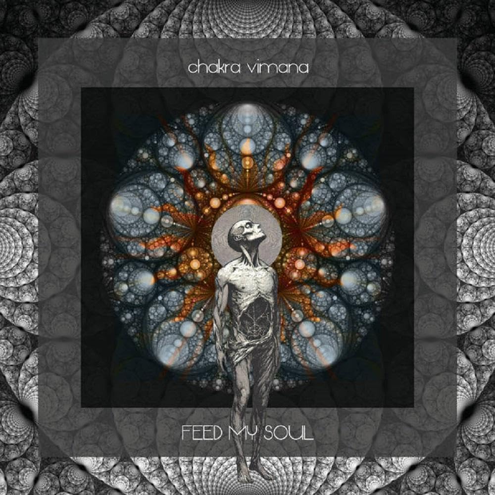 CD cover: fractal art with a central figure and text “Chakra Vimana”.