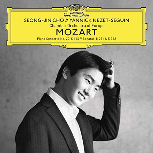 CD cover featuring pianist Seong-Jin Cho in a black suit, with yellow text.