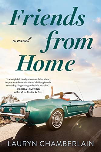 Book cover: "Friends from Home" with a teal vintage convertible.