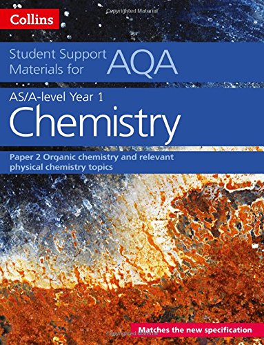 AQA Chemistry textbook cover with blue title and rusty metal image.