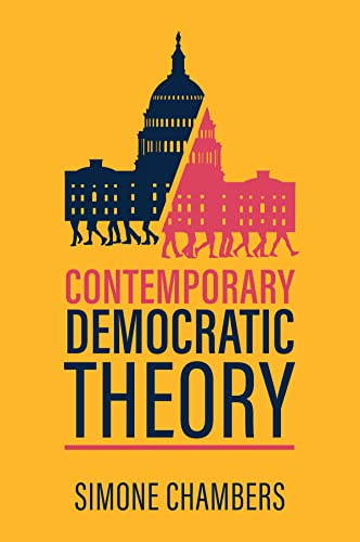 Book cover: “Contemporary Democratic Theory” with capitol building silhouettes.