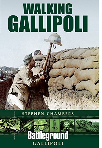 Book cover: “Walking Gallipoli” featuring a WWI soldier at a sandbagged trench.