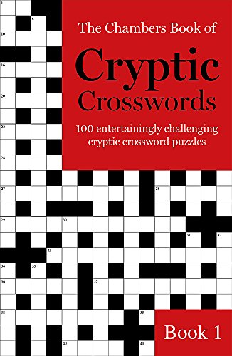 Book cover for The Chambers Book of Cryptic Crosswords with a crossword puzzle background.